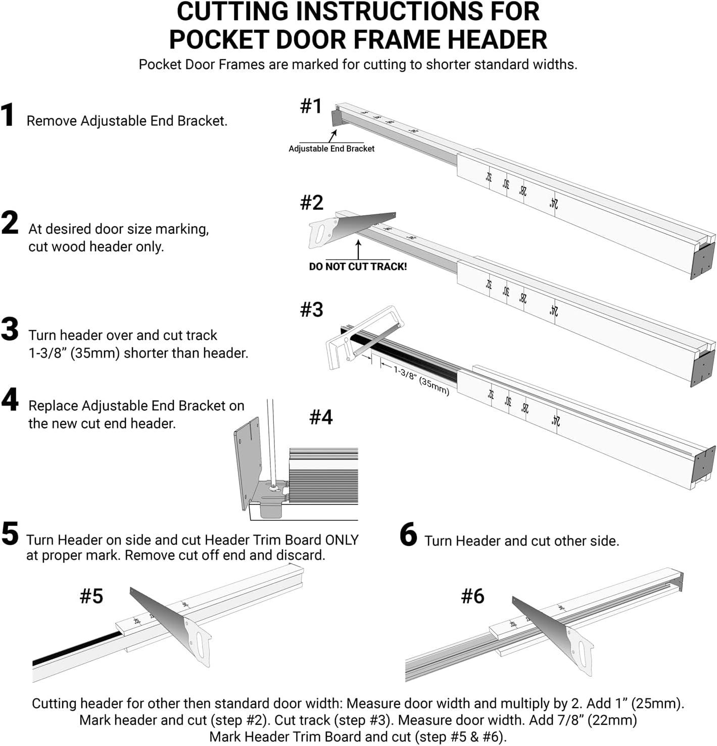Villar Home Designs Heavy Duty Sliding Pocket Door Hardware Set for 24'' to 36'' doors with Soft Close and Frame