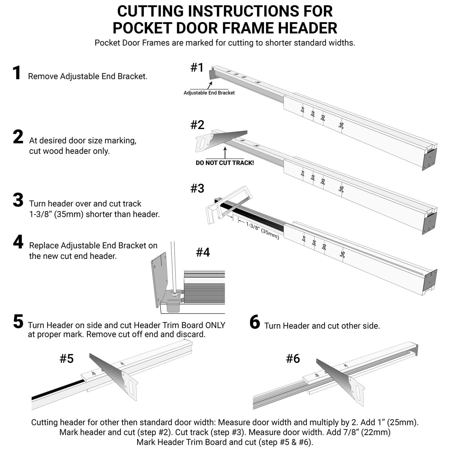 Villar Home Designs Heavy Duty Sliding Pocket Door Hardware Set for 24'' to 36'' doors with Soft Close and Frame