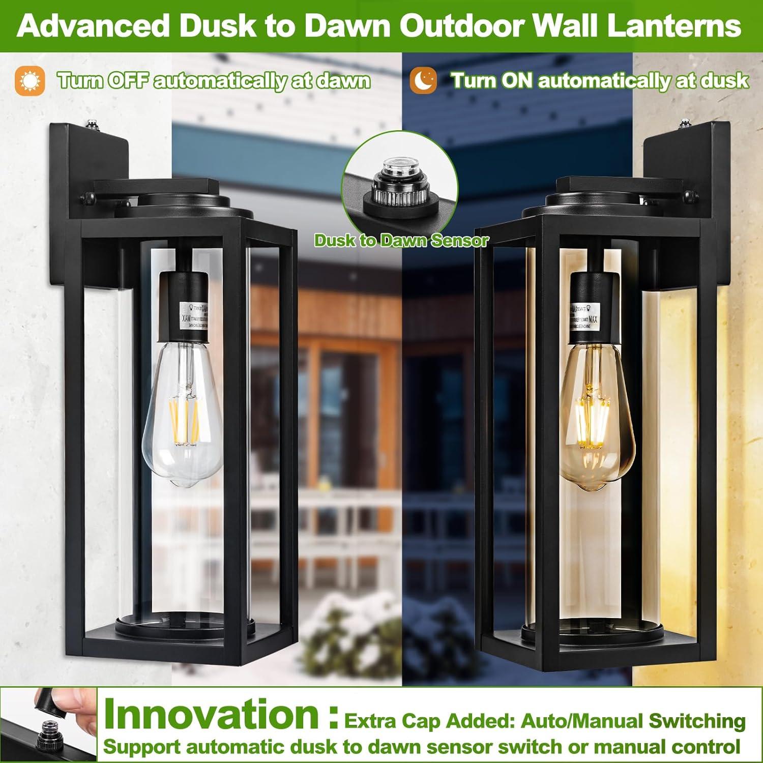 2 Pack Dusk to Dawn Outdoor Wall Lighting,Wall Lamp,Bulb Included