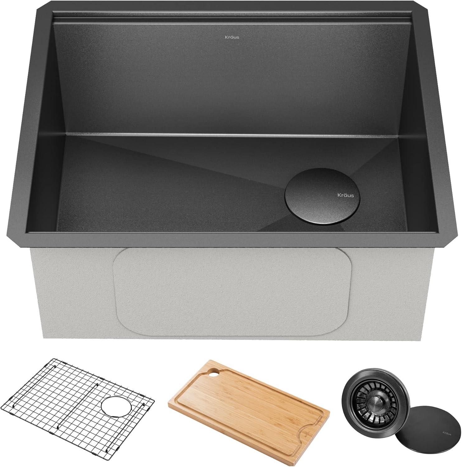 Kore 23" Black Stainless Steel Drop-In Single Bowl Kitchen Sink