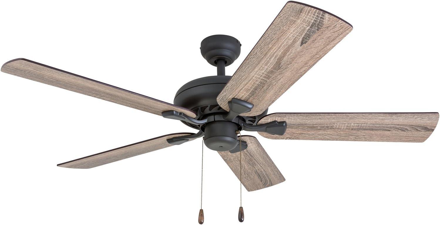 52-Inch Bronze Industrial Ceiling Fan with Light and Reversible Blades