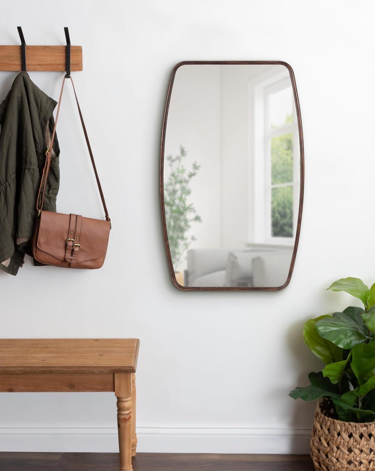 Kate and Laurel Caskill Modern Barrel Mirror, 20 x 32, Bronze, Rounded Rectangle Mirror for Wall