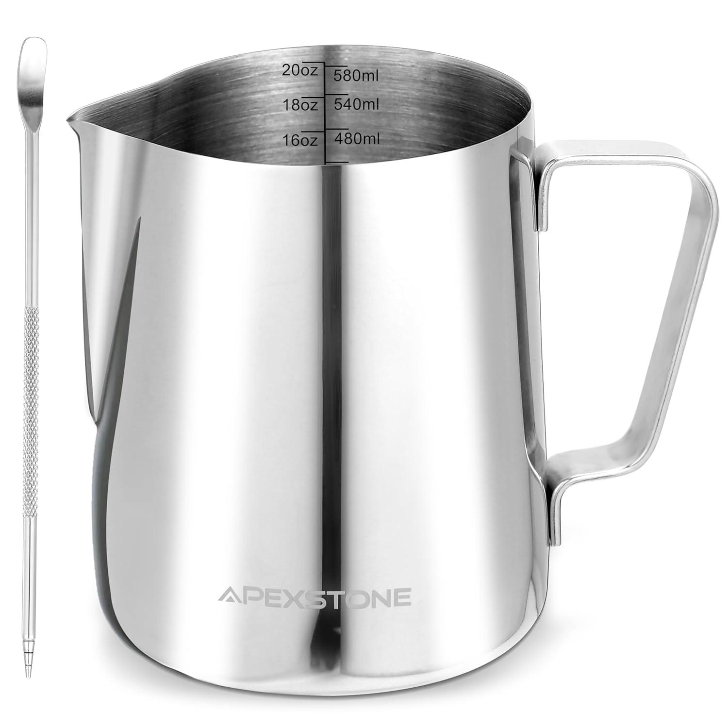 Espresso Milk Frothing Pitcher 20 oz,Espresso Steaming Pitcher 20 oz,Coffee Milk Frothing Cup,Coffee Steaming Pitcher 20 oz/600 ml