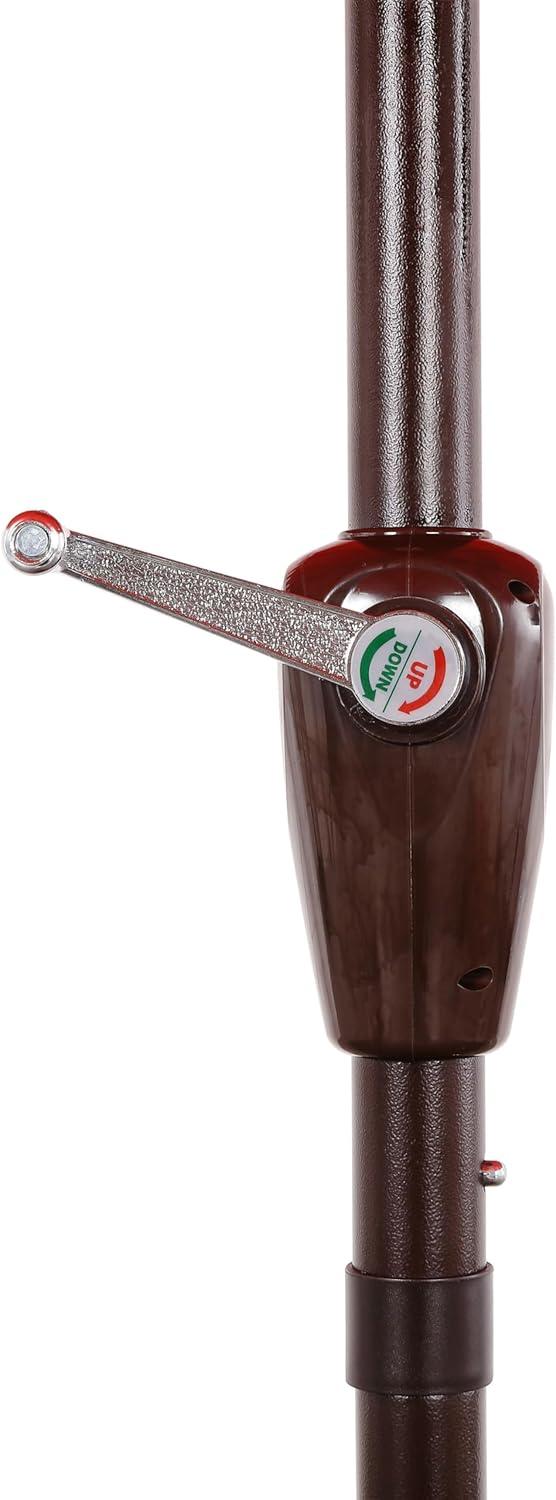 Red Barrel Studio® Beeliar 9 ft. Classic Scalloped Fringe Market Patio Umbrella with Auto-Tilt, Crank, and UV Protection