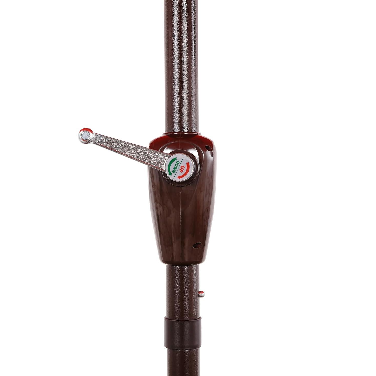 Red Barrel Studio® Beeliar 9 ft. Classic Scalloped Fringe Market Patio Umbrella with Auto-Tilt, Crank, and UV Protection