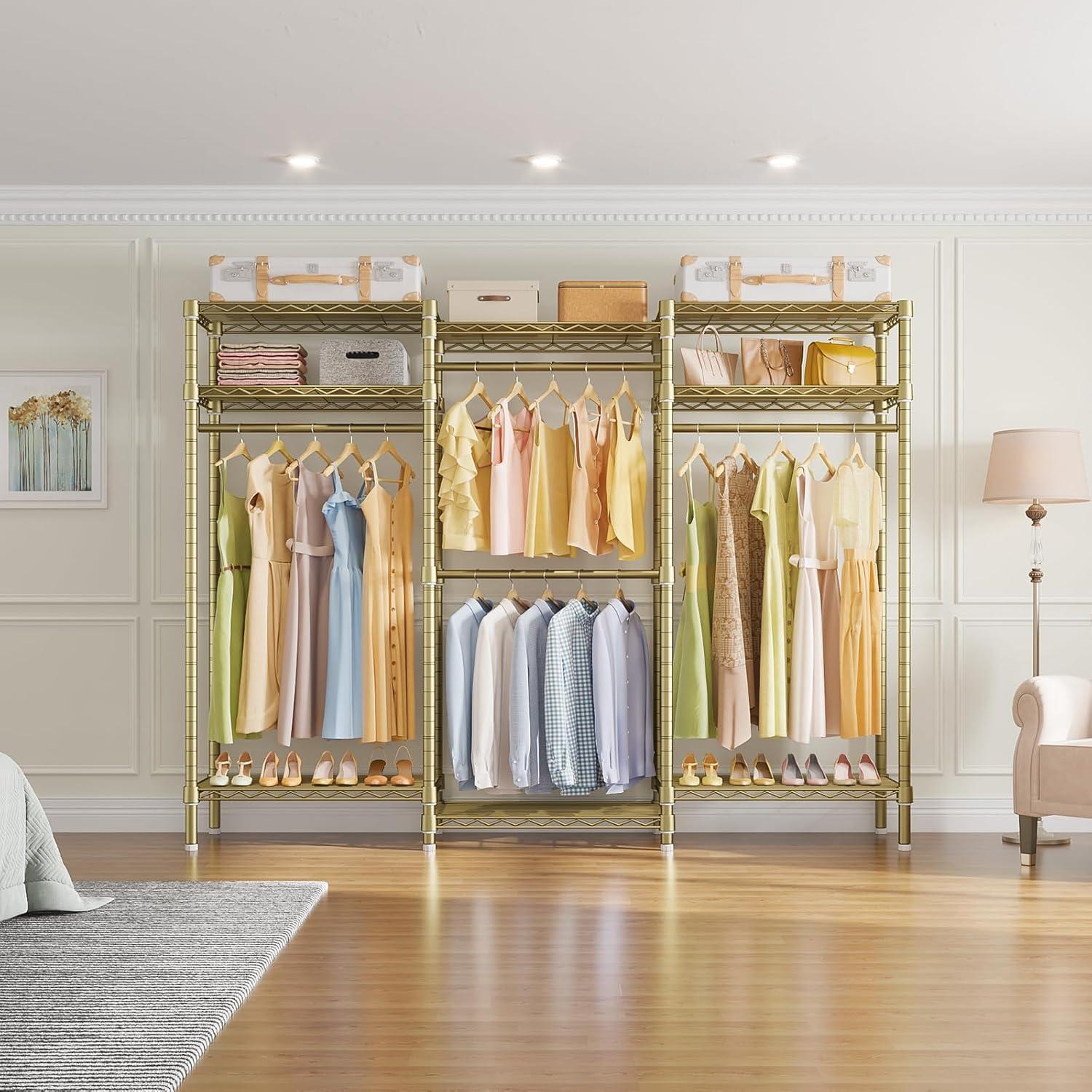 VIPEK V5i Garment Rack Heavy Duty Clothes Rack, Portable Closet Wardrobe Bedroom Armoires Freestanding Clothing Rack, Gold