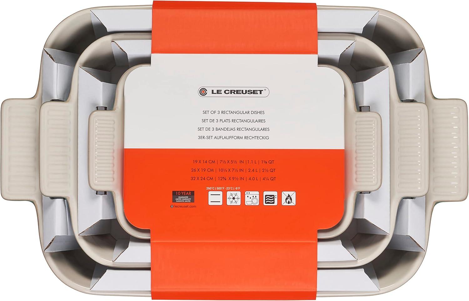 Green Stoneware Rectangular Baking Dish Set, 3 Pieces