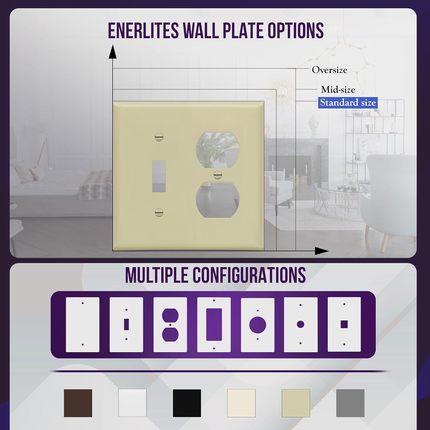 Ivory Polycarbonate 2-Gang Glossy Wall Plate with Screws