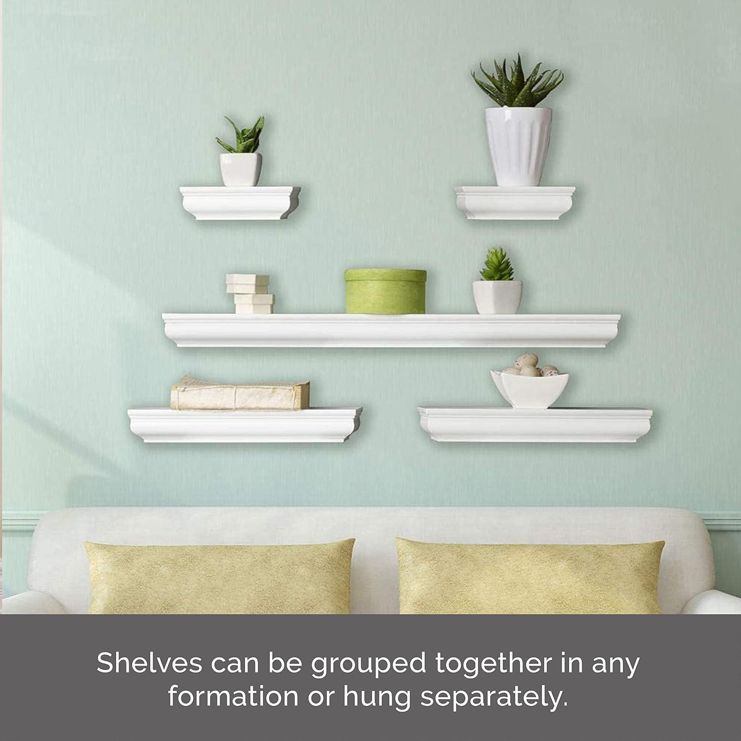 Melannco Melannco 5 Pieces Floating Molding Shelves for Bedroom, Living Room, Bathroom, Kitchen, Nursery (Set of 5)