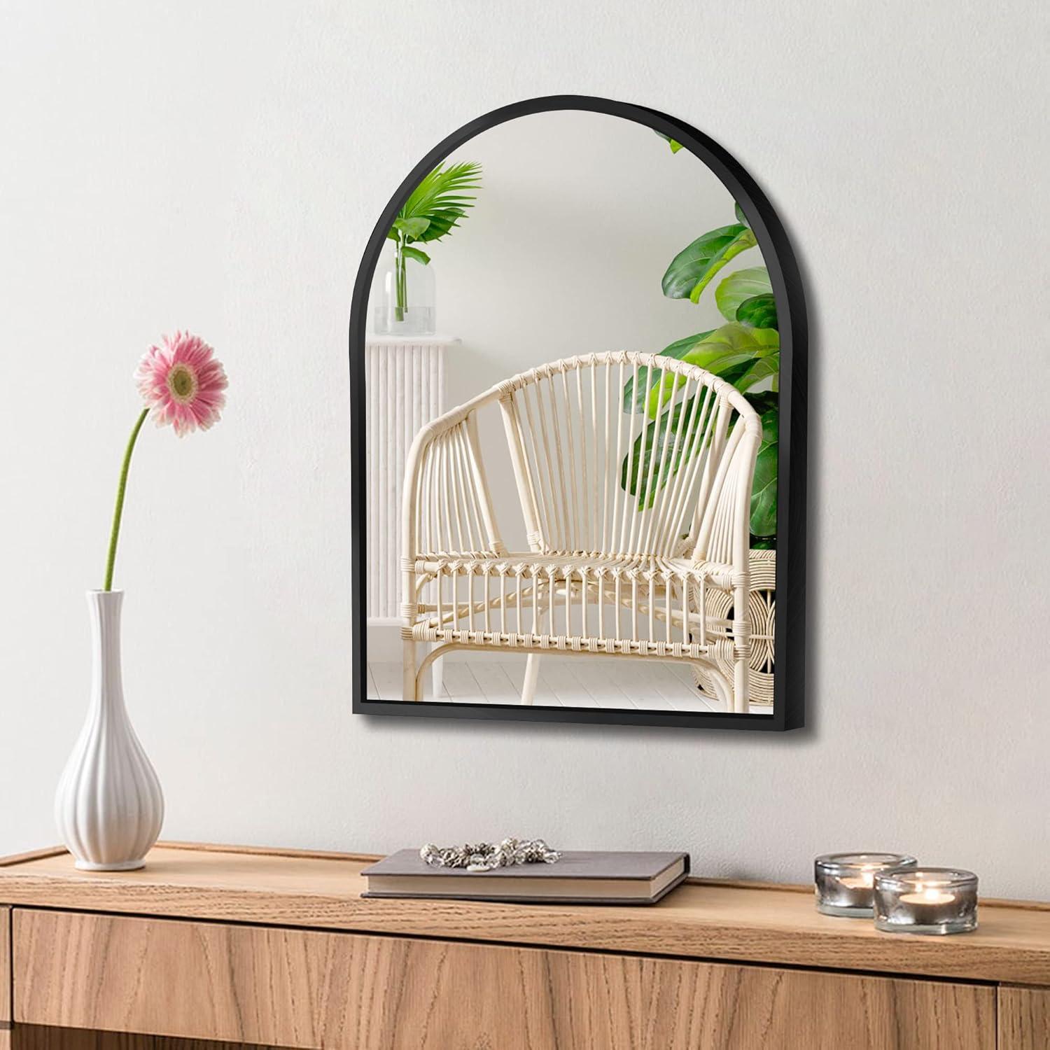 10X13 Inch Black Small Arched Mirror For Bathroom Vanity Mirror Or Wall Decor Arch Mirror Brushed Metal Frame Wall Mounted Mirror For Bathroom Livingroom Bedroom Entryway