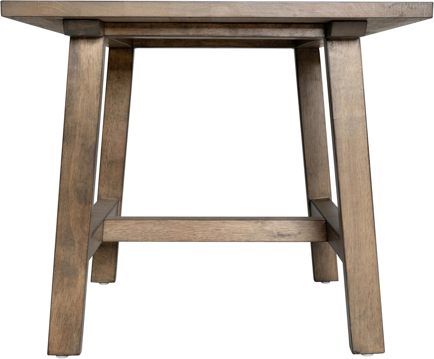 Taylor & Logan Cammie End Table Rustic Brown: Solid Wood, Trestle Base, 19.75" Height