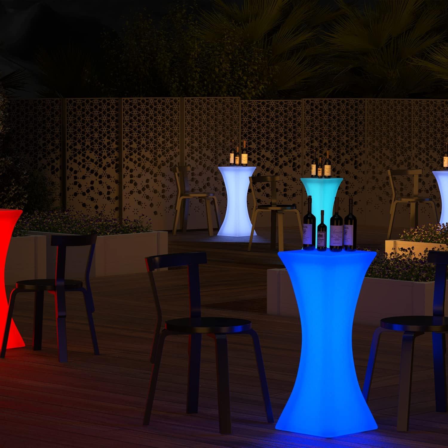 Hourglass Shape LED Light Up Bar Table with Remote Control