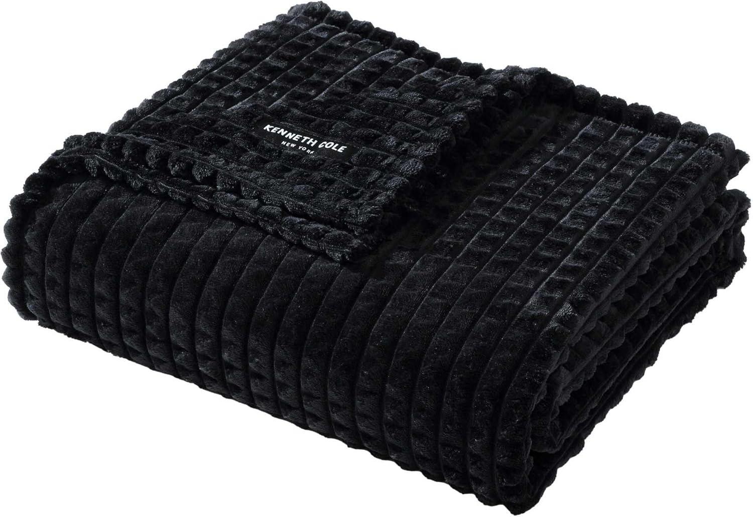 Kenneth Cole Textured Solid Plush Throw Blanket