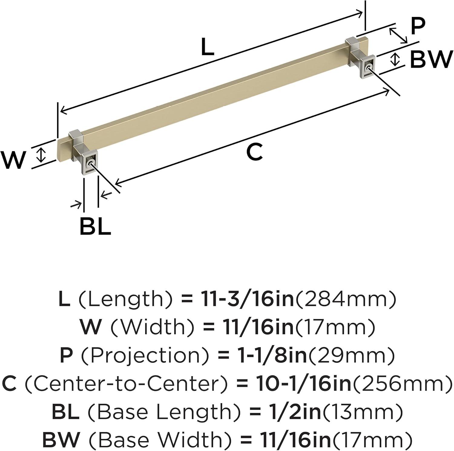 Amerock Overton 10-1/16 inch (256mm) Center-to-Center Golden Champagne/Satin Nickel Cabinet Pull