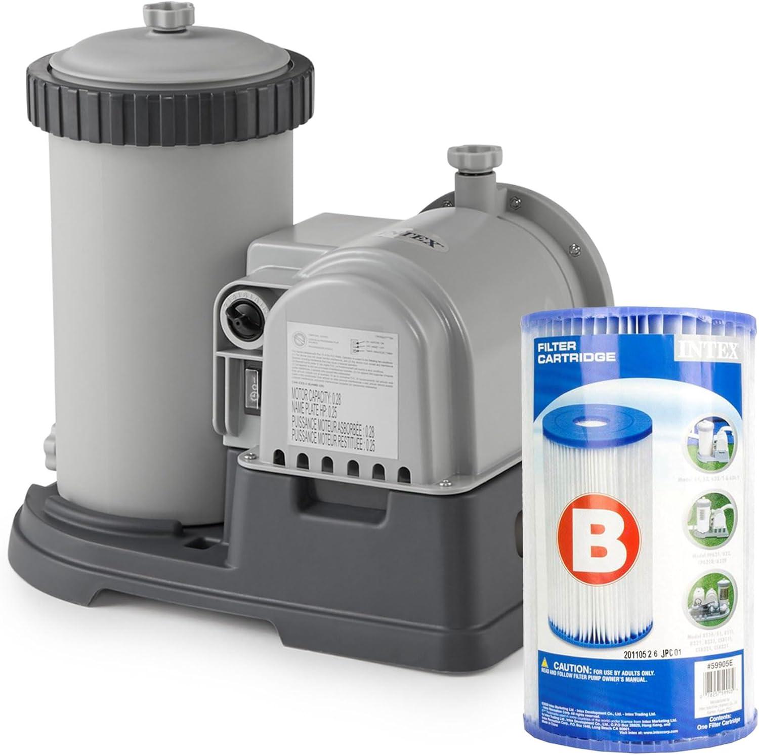 Intex 2500 GPH Swimming Pool Filter Pump & Type B Replacement Filter Cartridge