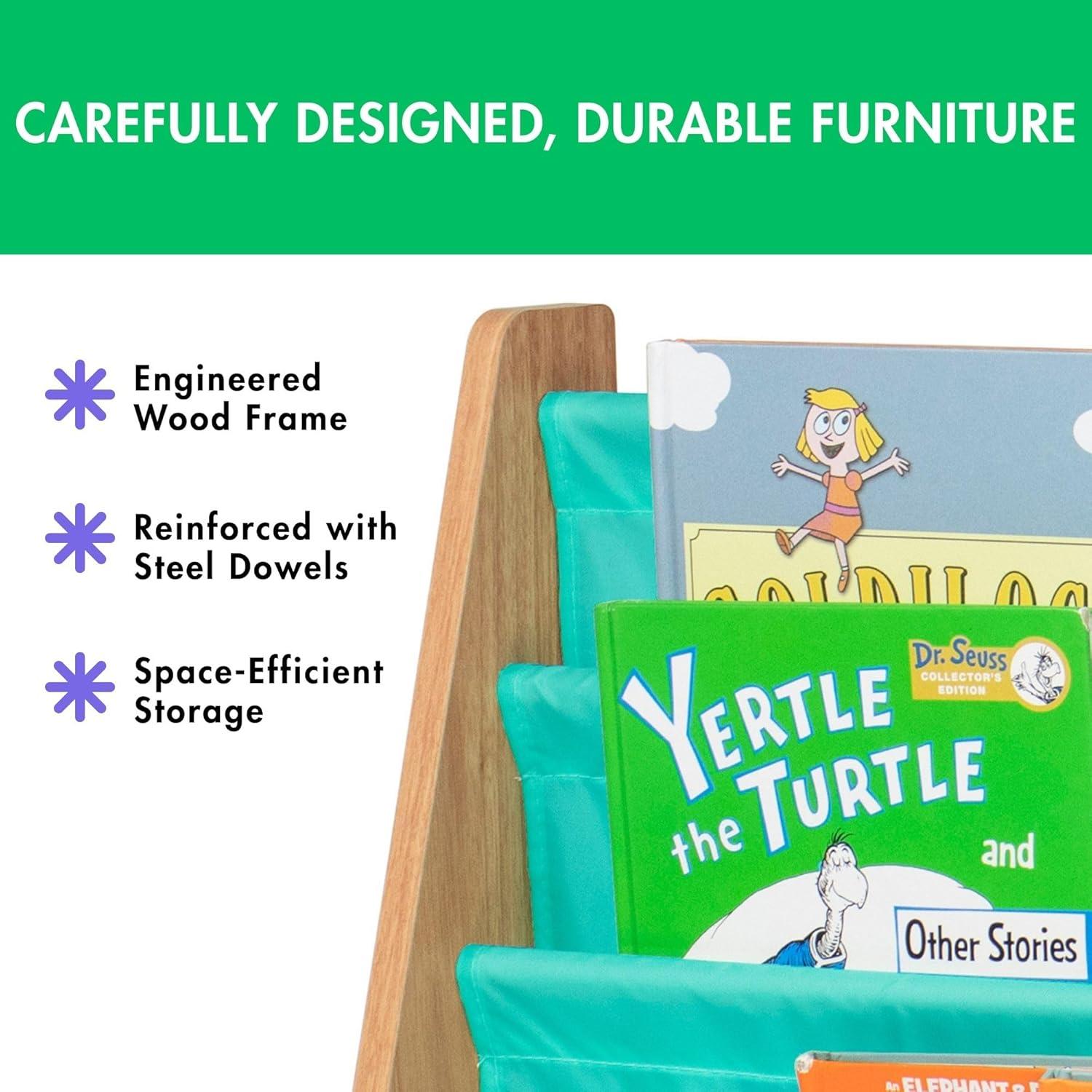 Humble Crew Kids' Bookshelf 4 Tier Book Organizer Seafoam Green/Natural