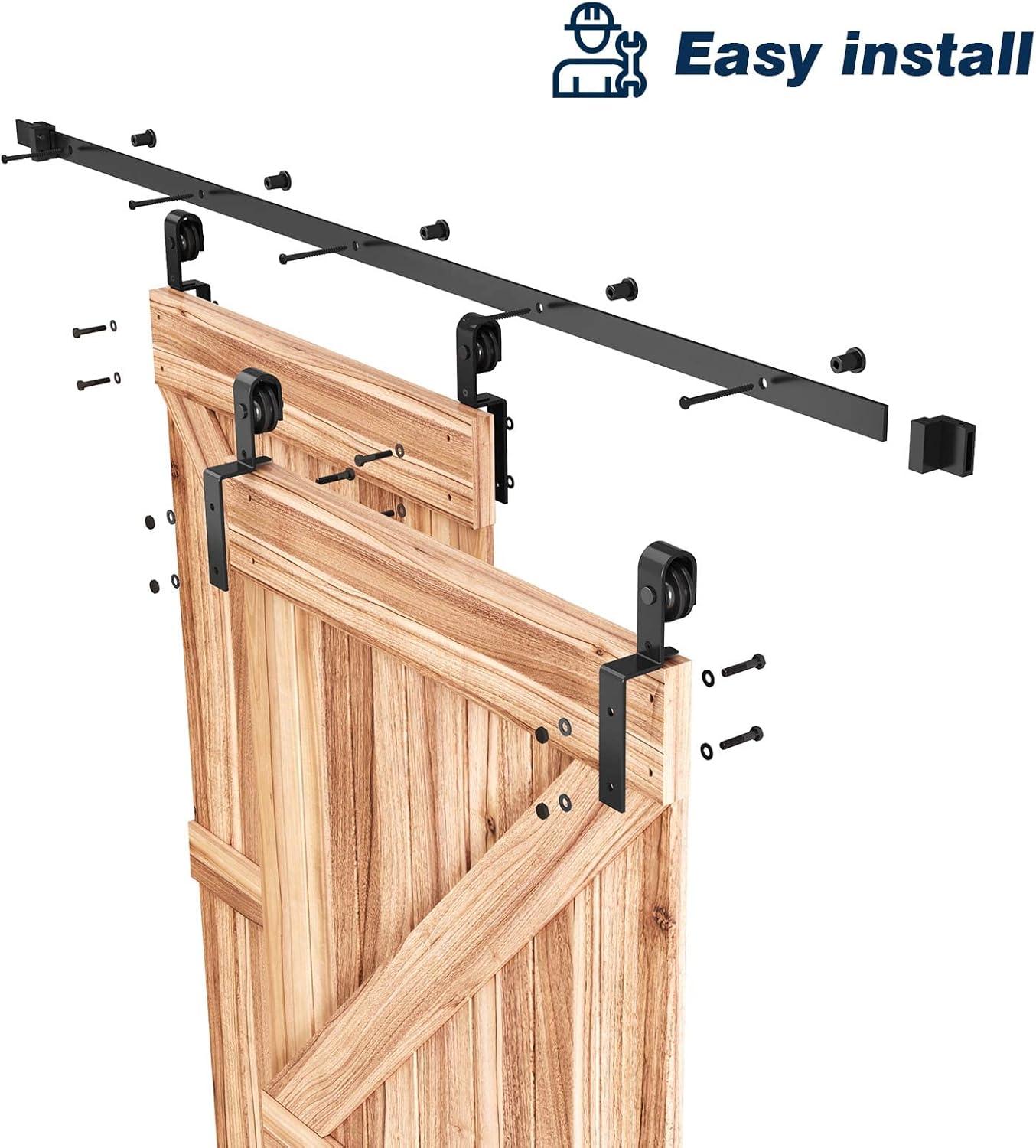 Heavy Duty Black Iron Sliding Barn Door Hardware Kit