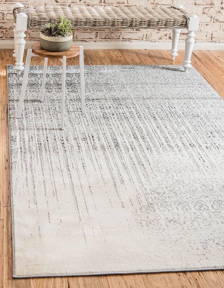 Unique Loom Del Mar Collection Area Rug - Jennifer (5' 1" x 8' Rectangle Gray/Black)