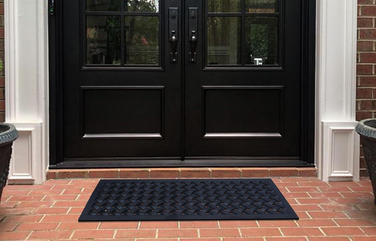 A1HC Outdoor Floor Mat, Natural Rubber, 18" x48”, Ideal for Outside entryway,Dirt Shoe Scraper,Heavy Duty Door mat for Indoor Outdoor,Rug Mats for Entry,Patio, Welcome Mats