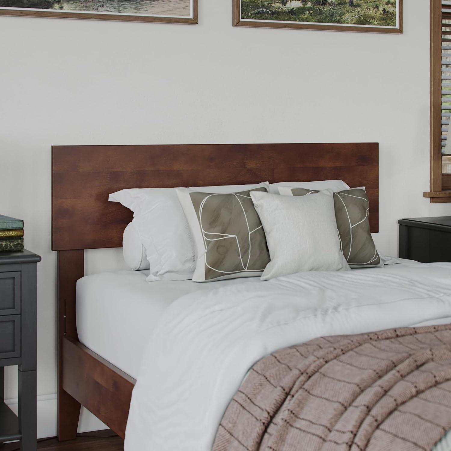 AFI Aria Queen Modern Solid Wood Low Profile Platform Bed, Walnut