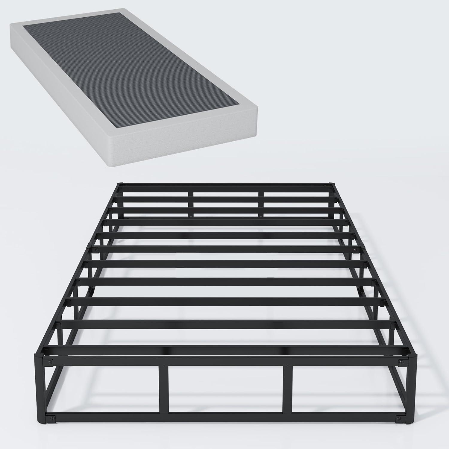 Mahtotopa 9 Inch Twin Box Spring High Profile Metal Frame Mattress Foundation With Fabric Cover