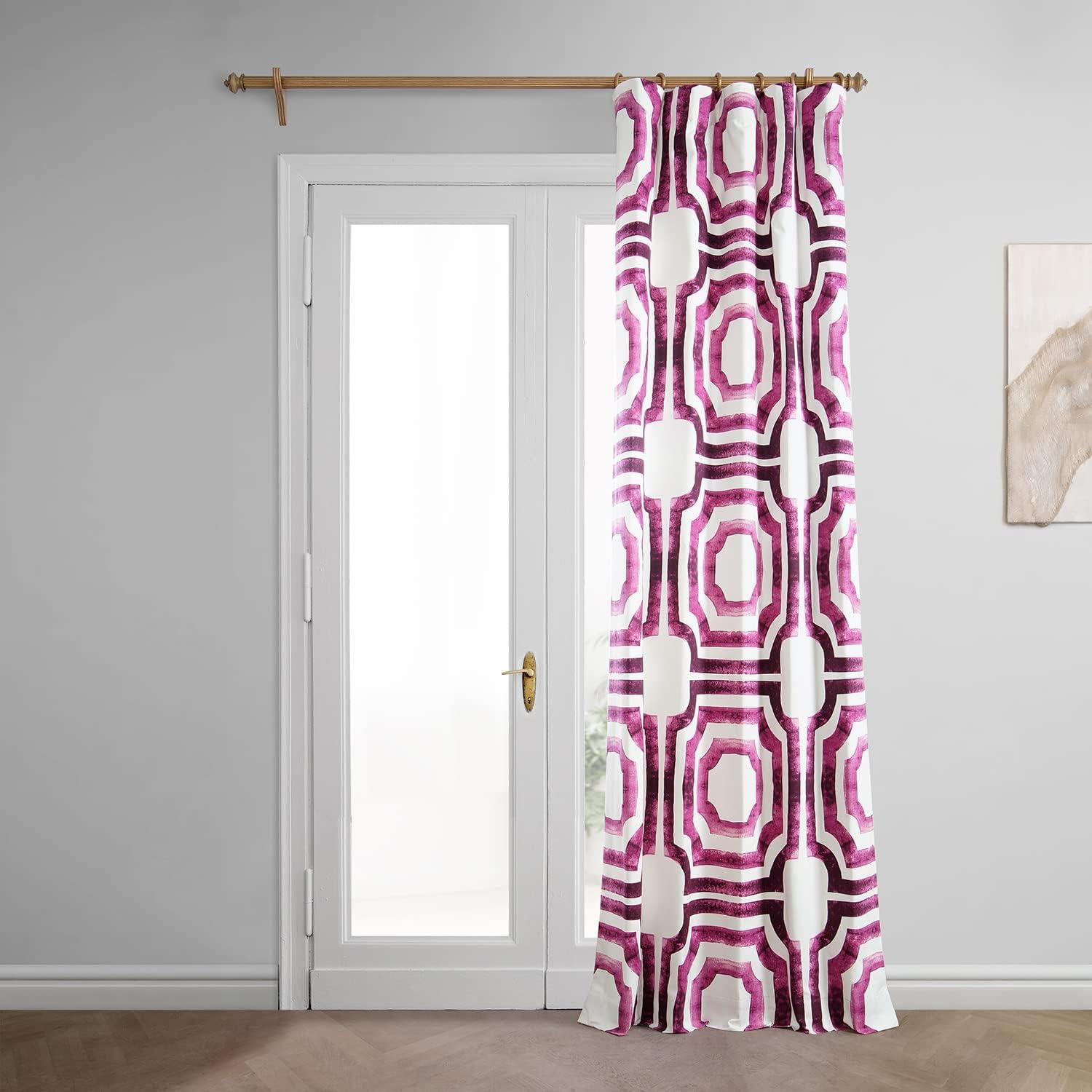 Mecca Pink Printed Cotton Curtain (1 Panel), Mecca Pink, 50W X 96L