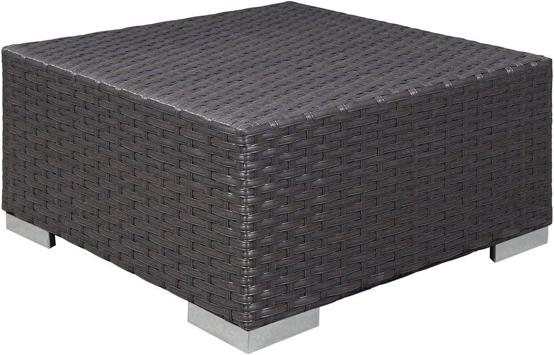 Modway Sojourn Aluminum and Rattan Patio Ottoman in Canvas/Navy