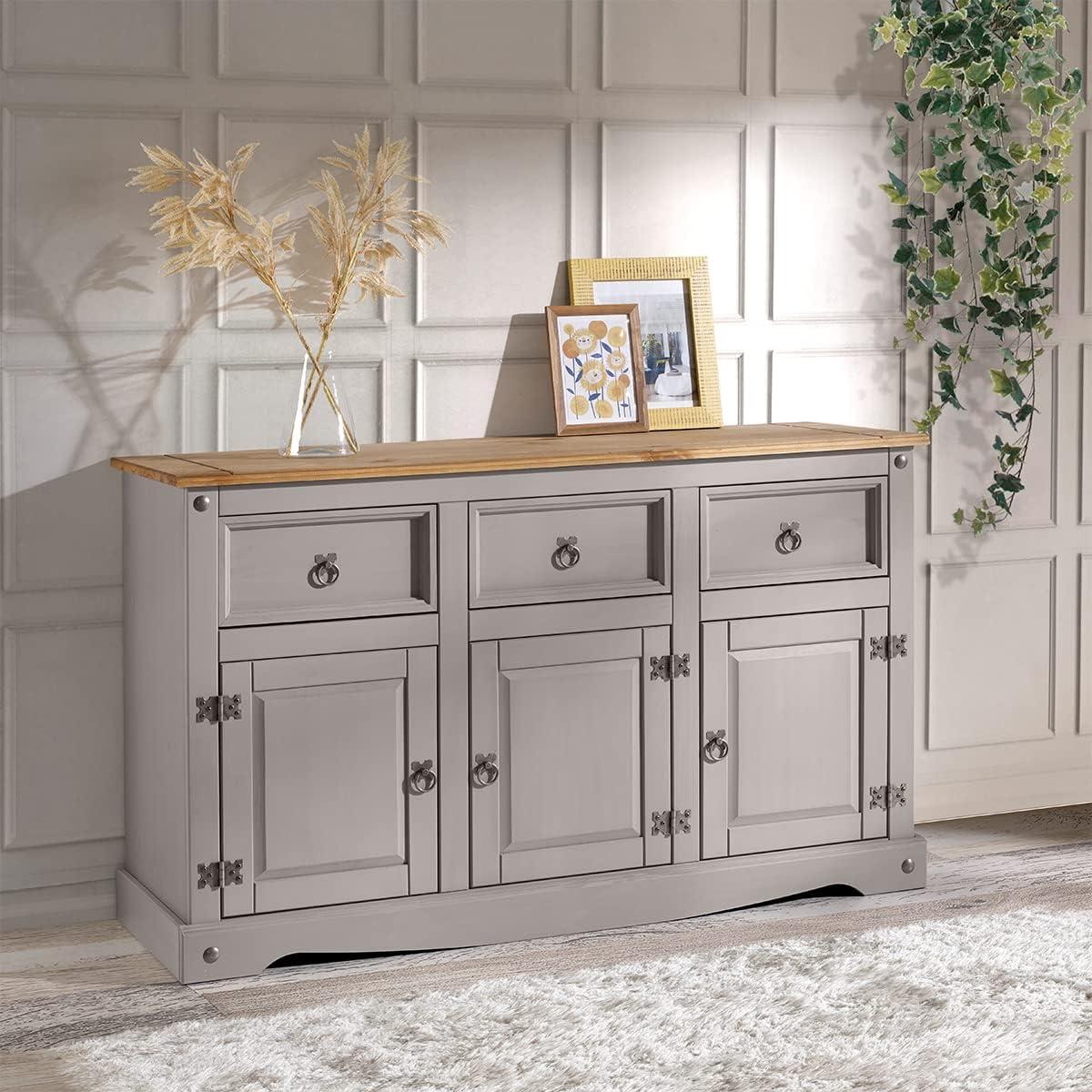 49.25 x 29.88 x 15.75 in. Cottage Series Wood Buffet Sideboard, Corona Gray