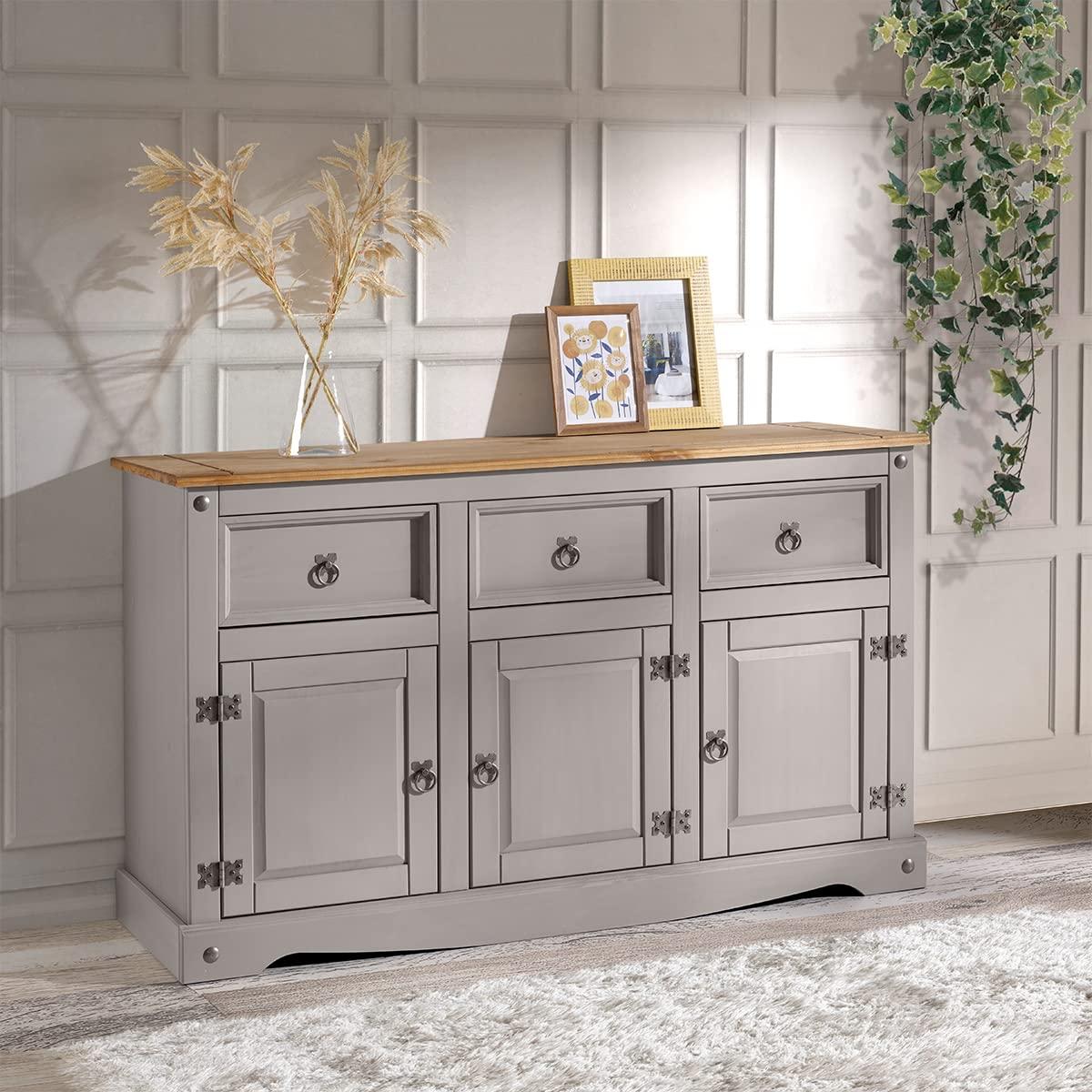 49.25 x 29.88 x 15.75 in. Cottage Series Wood Buffet Sideboard, Corona Gray