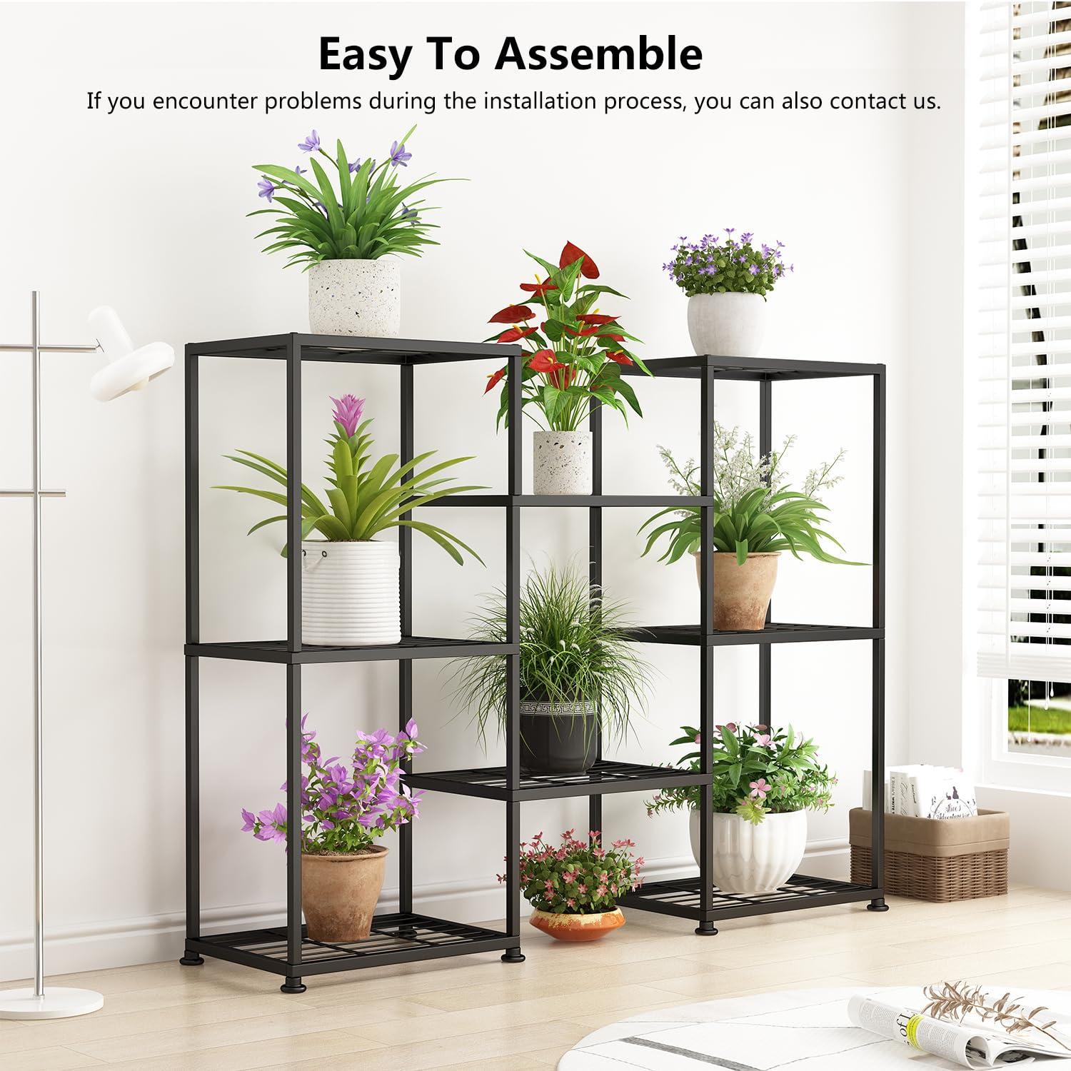 3 tier Plant Stand Indoor Metal Plant Stands Outdoor Tiered Plant Shelf for Multiple Plants, 8 Tiers Plant Rack Holder Garden Shelves Flower Stand for Living Room Patio Corner (8 Tiers-A)