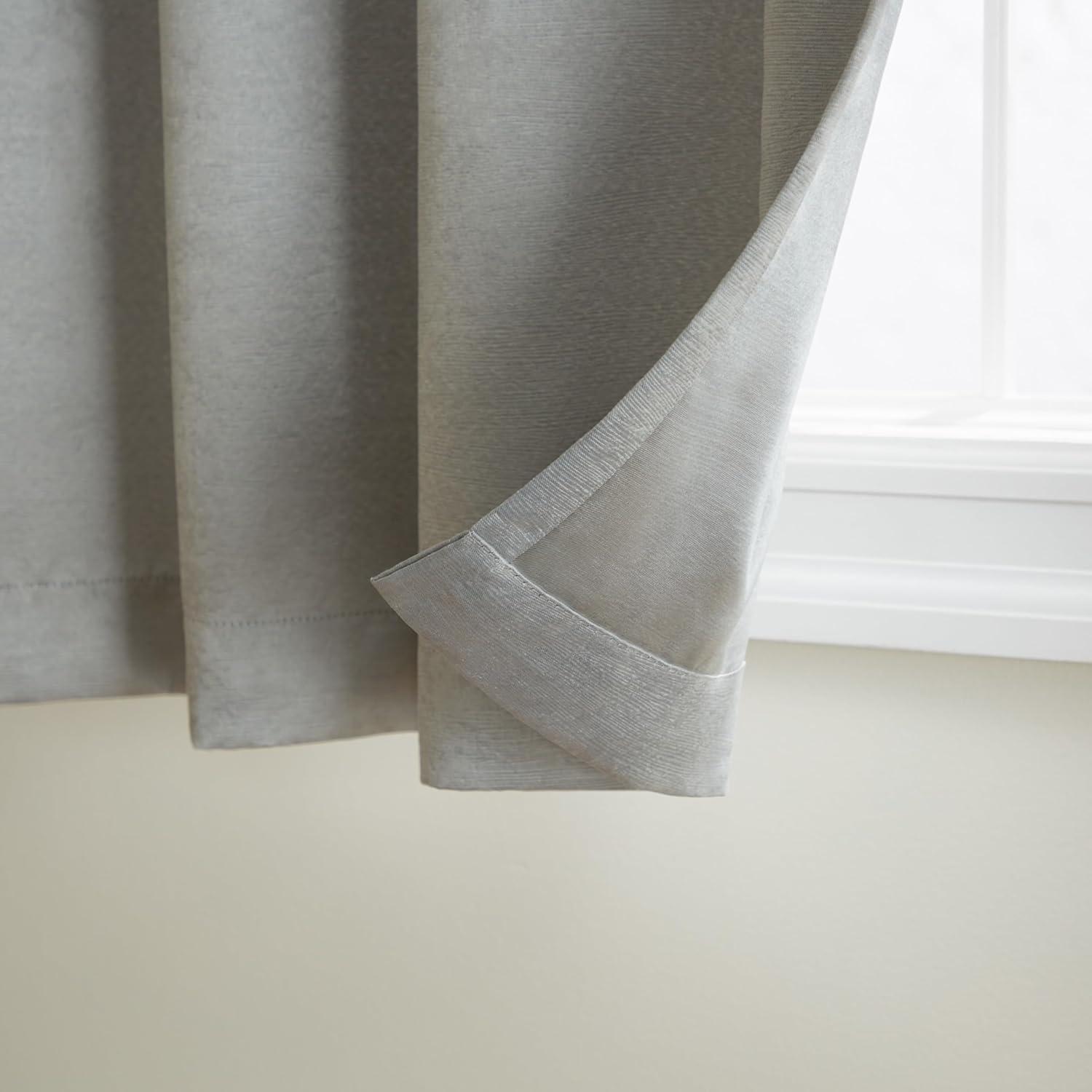 Set of 2 108"x52" Oxford Textured Sateen Thermal Room Darkening Grommet Top Window Curtain Panel Silver - Exclusive Home