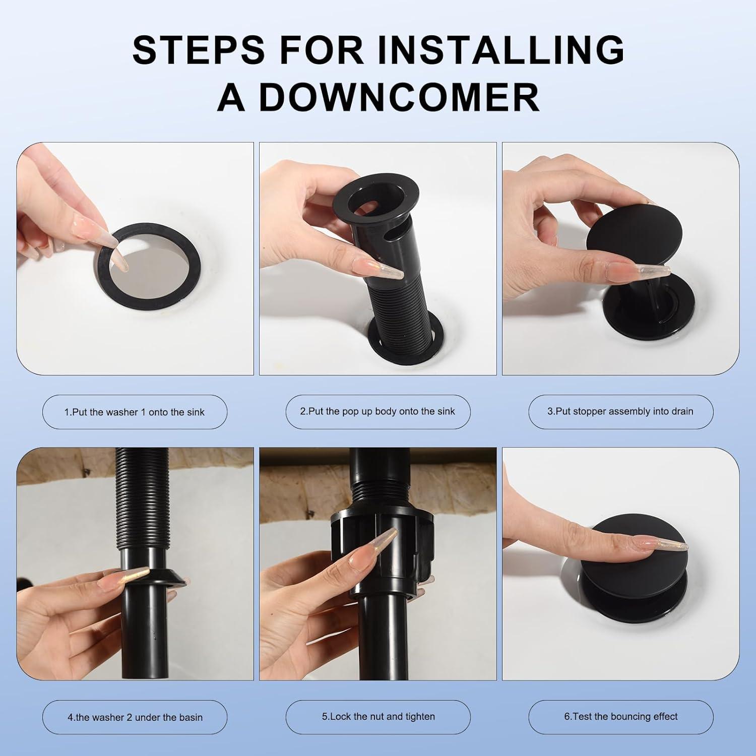 Pop Up Stopper Bathroom Sink Drain with Overflow Vessel Sink Drain for Bathroom Matte Black Pop Up Drain Stopper Anti Clog Strainer Assembly with Strainer Lavatory Vanity Vessel Pop Up Drain Stopper