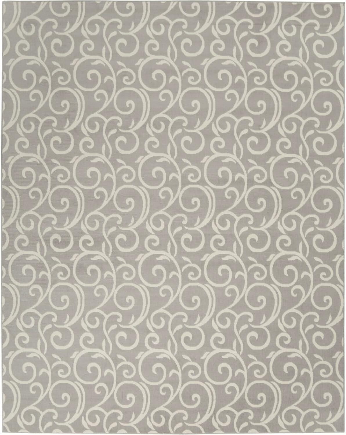 Nourison Grafix 7'10" x 9'10" (8' x 10') Grey Area Rug Bohemian Contemporary Botanical by Nourison