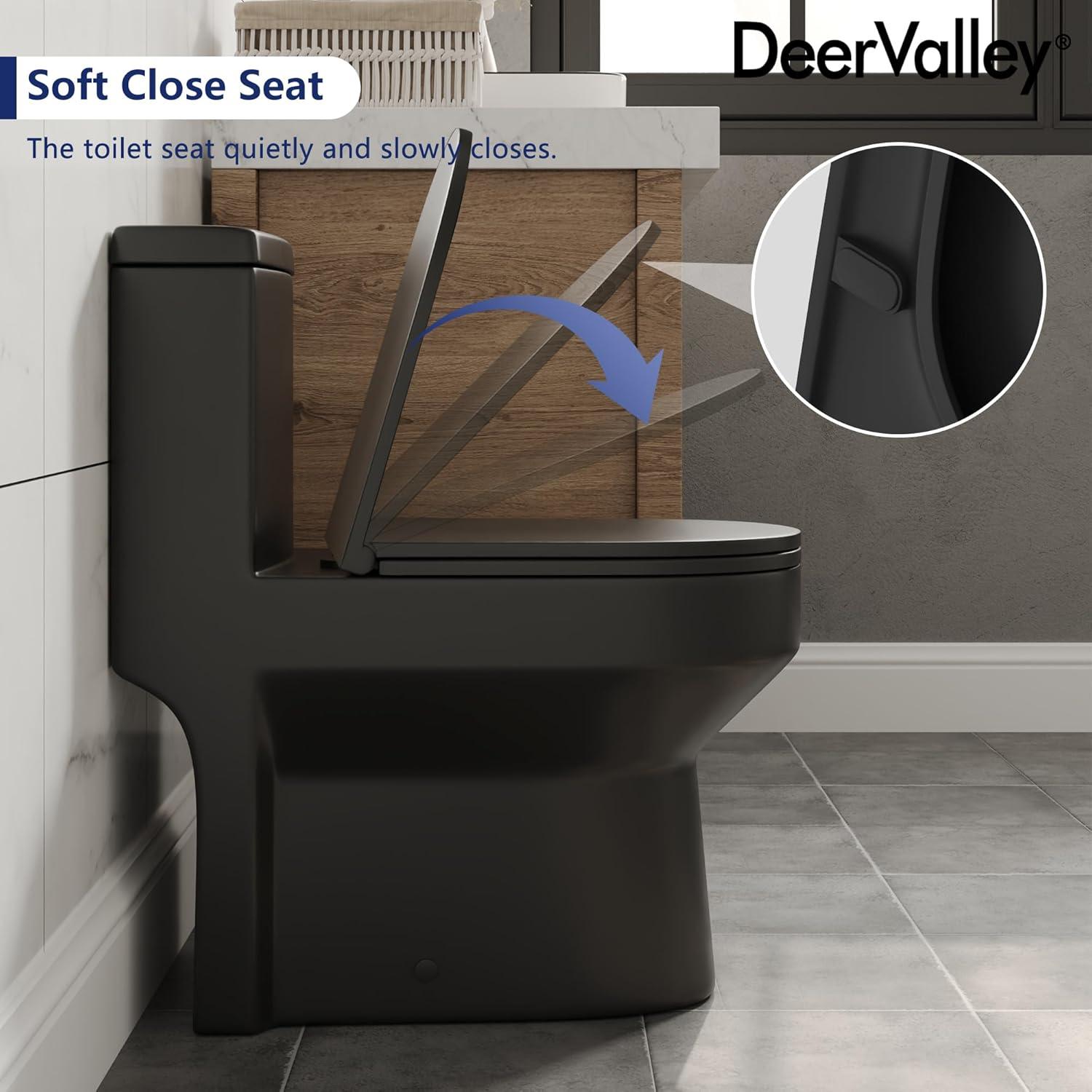 DeerValley Liberty Compact Toilets One-Piece Toilet With High-Efficiency Flush Round Toilet for Space-Saving Floor Mounted (Seat Included)