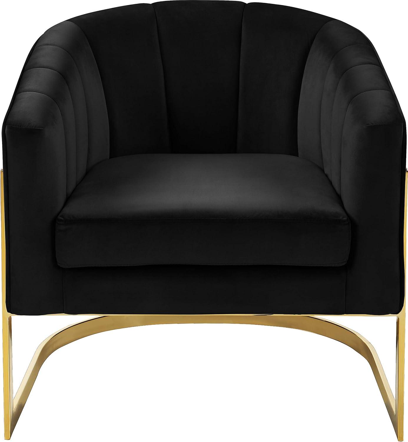 Elegant Carter Black Velvet Gold-Finished Base Accent Chair