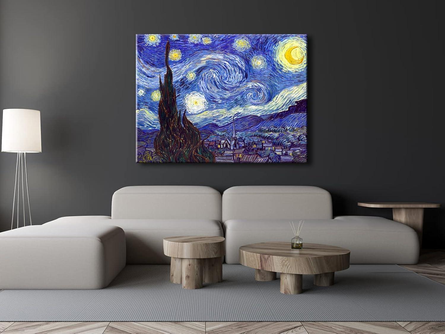 Wieco Art Starry Night Abstract Canvas Prints Wall Art of Van Gogh Famous Artwork Modern Gallery Wrapped Classic Sky Star Pictures Artwork for Living Room Home Office Decorations