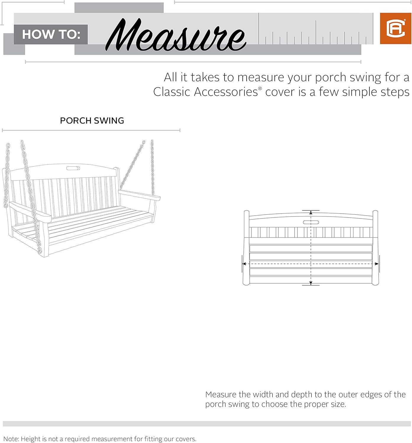 Classic Accessories Veranda™ Porch Swing Cover - Durable and Water Resistant Outdoor Furniture Cover (55-972-011501-00)