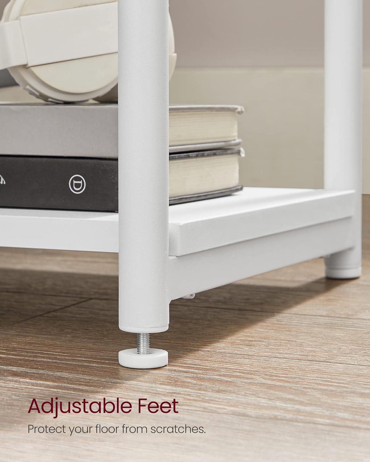 White Metal Rectangular End Tables with Storage Shelves