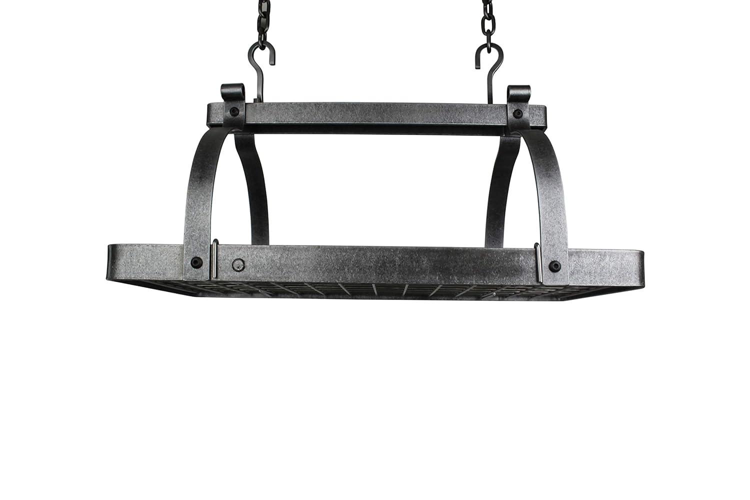 Enclume Signature 30" Rectangle Ceiling Pot Rack with Tigerwood & 24 Hooks