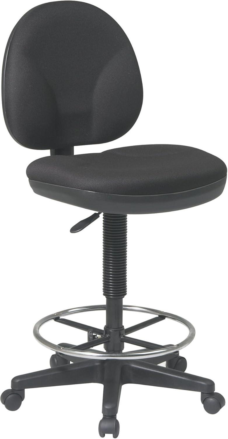 Black Metal Armless Fabric Drafting Chair