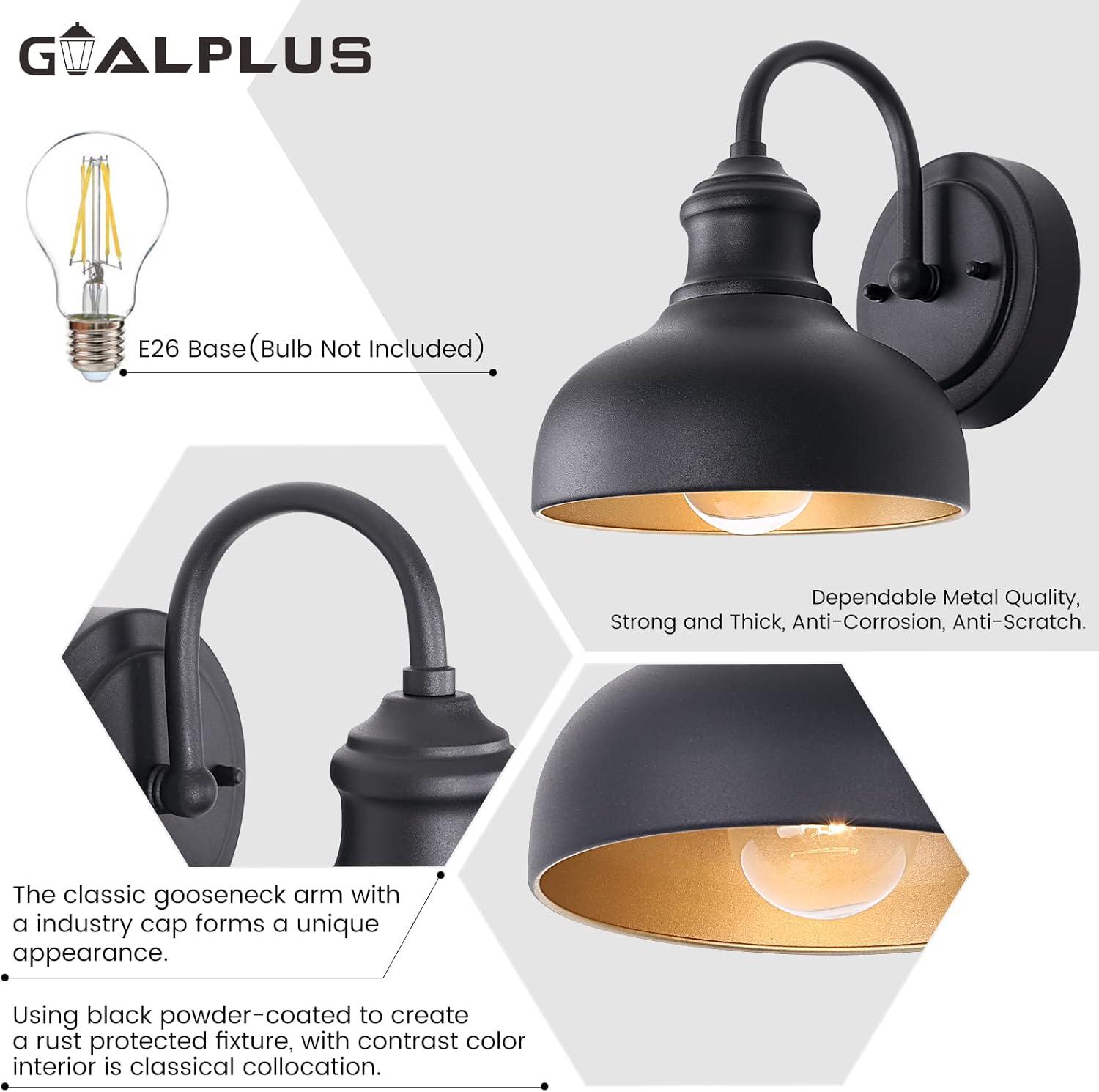 GOALPLUS Black Outdoor Gooseneck Light for Barn, Small Farmhouse Exterior Light Fixtures