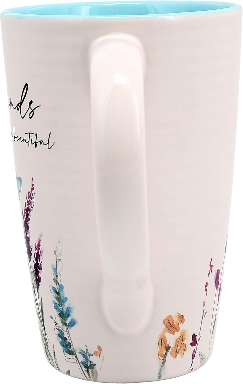 Friends Make Life Beautiful 17 oz Ceramic Floral Mug