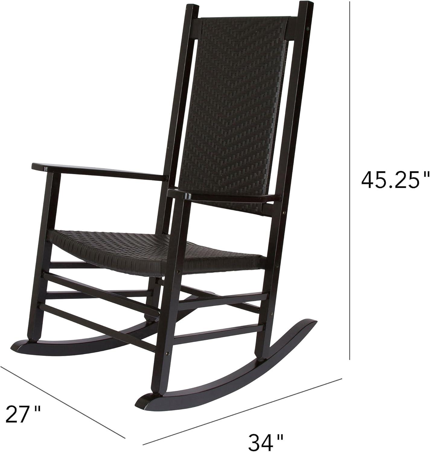 Shine Company Traditional Hardwood Patio Porch Rocker in Black