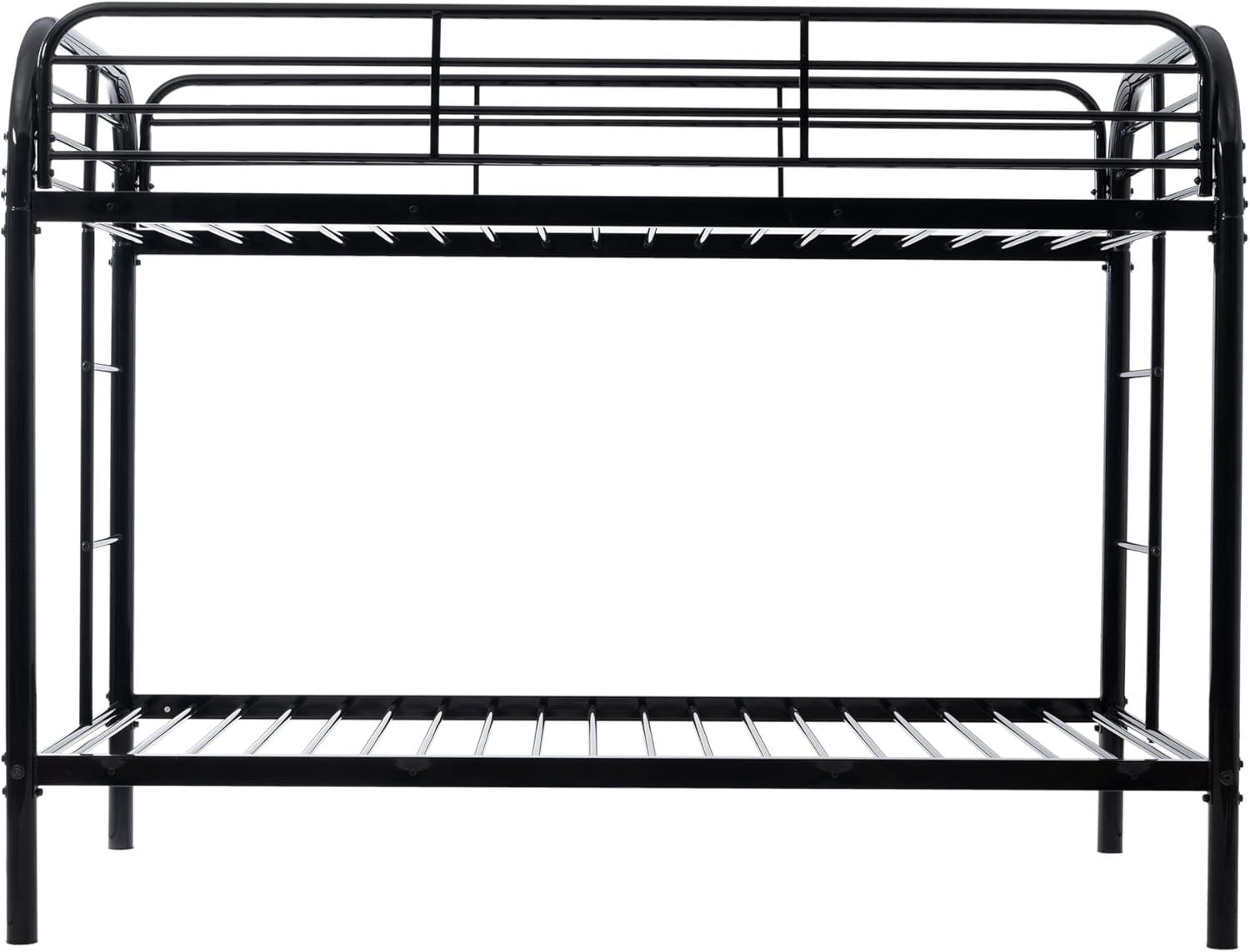Black Twin Metal Bunk Bed with Safety Rails and Storage Drawer