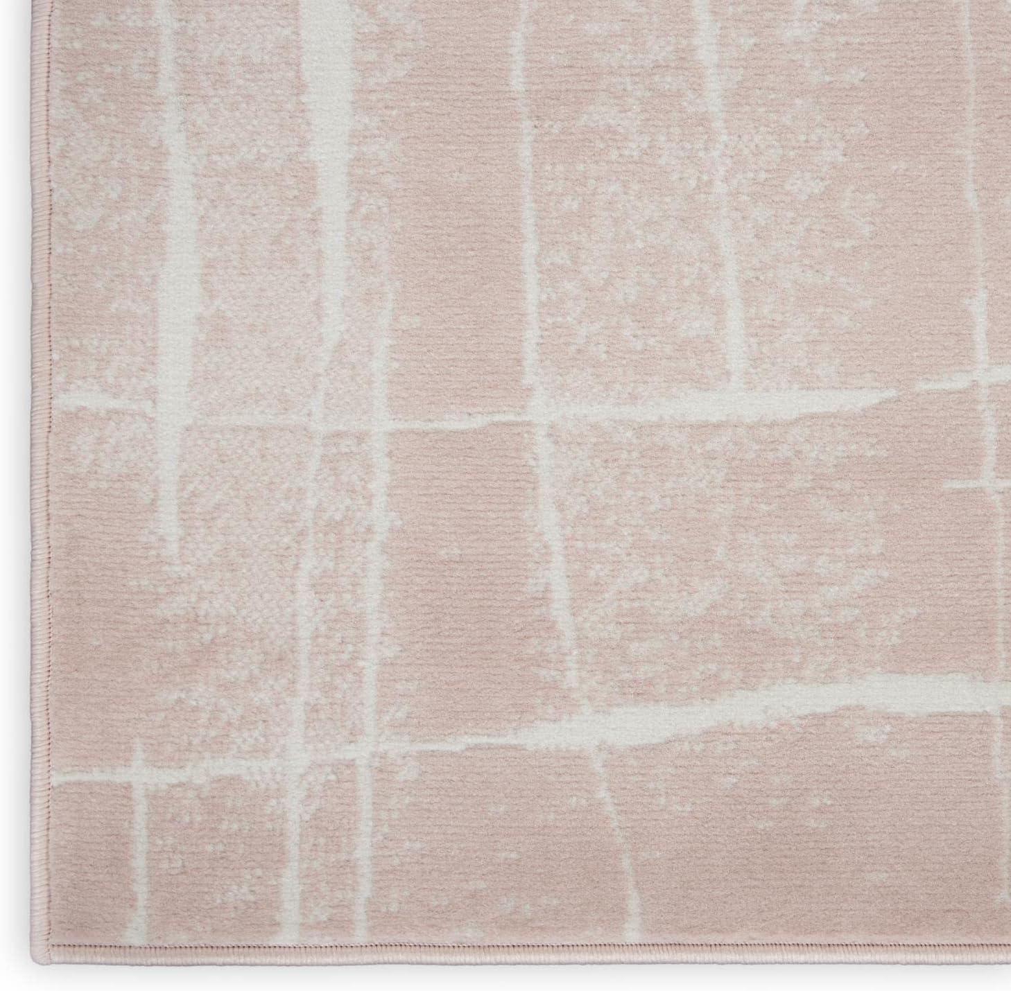 Whimsicle Pink Ivory 8' x 10' Abstract Synthetic Area Rug