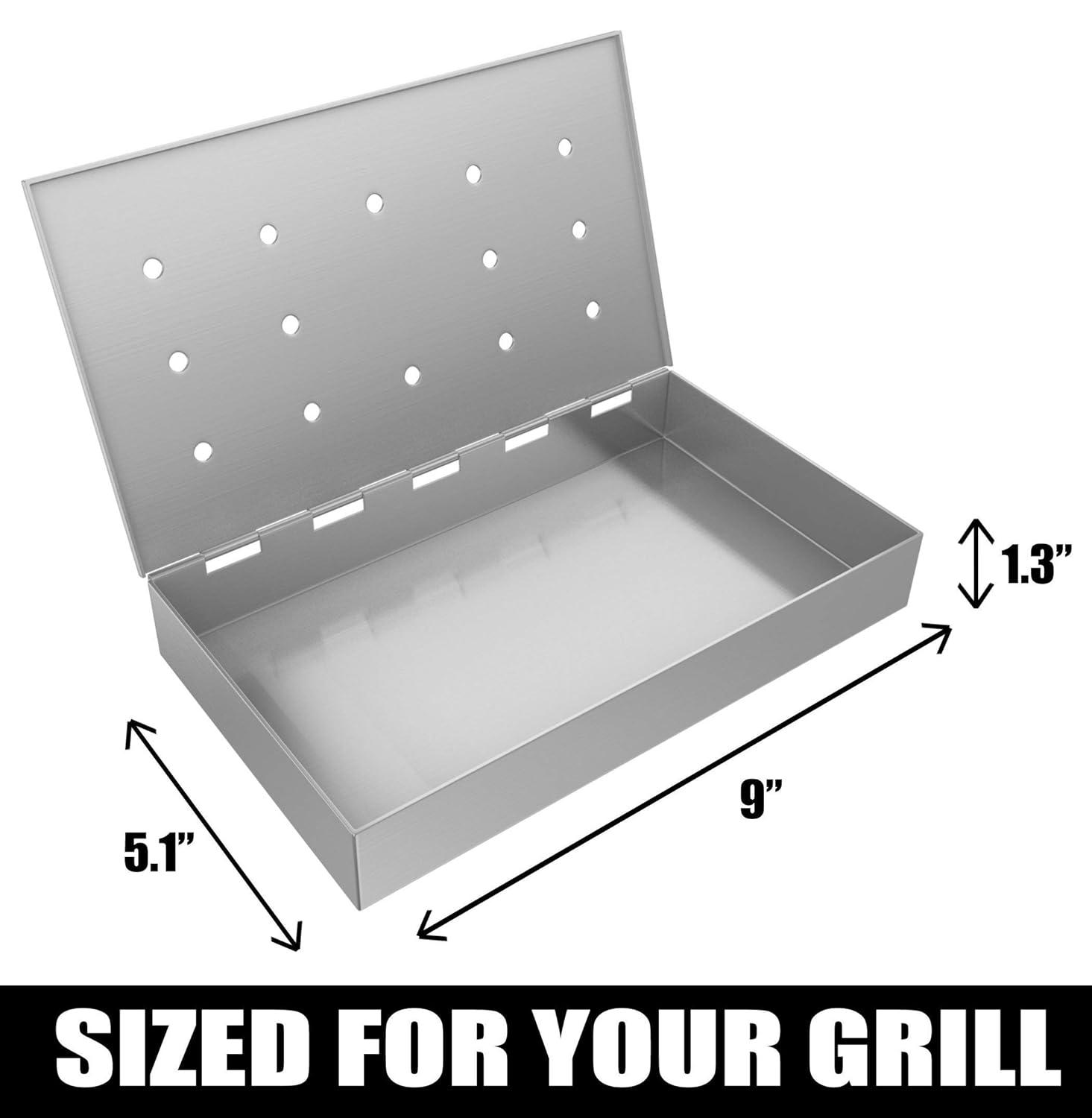 Cave Tools Grill Smoker Box Starter Kit for Wood Chips, Stainless Steel Bucket Style with Hinged Lid, BBQ Grill and Smoker Accessories