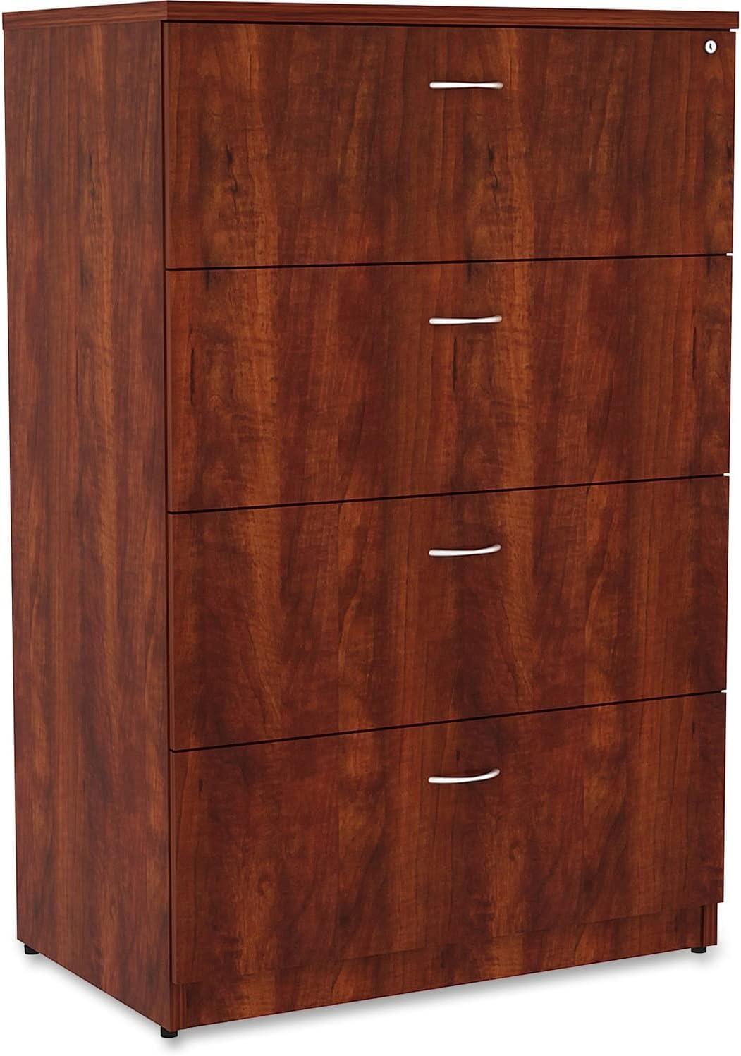 Cherry 4-Drawer Lockable Lateral File Cabinet