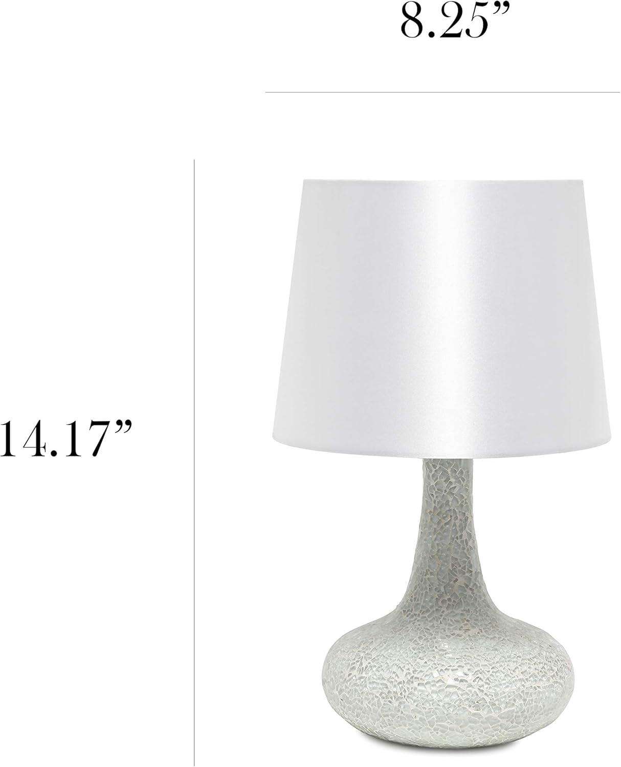 Mosaic Tiled Glass Genie Table Lamp with Fabric Shade White - Simple Designs