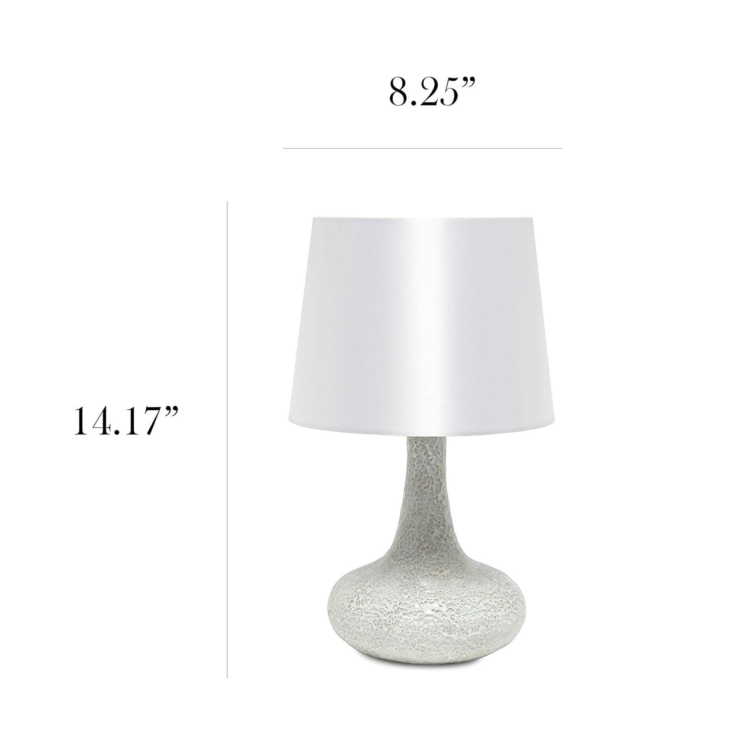 Mosaic Tiled Glass Genie Table Lamp with Fabric Shade White - Simple Designs