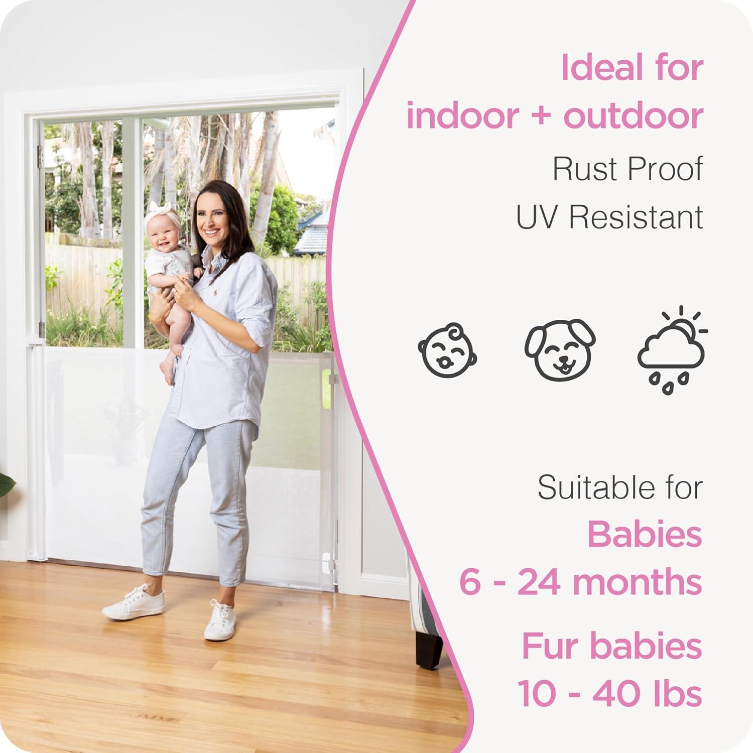 Perma Child Safety 71" Wide x 41" Tall Retractable Baby Gate - 3122 - White